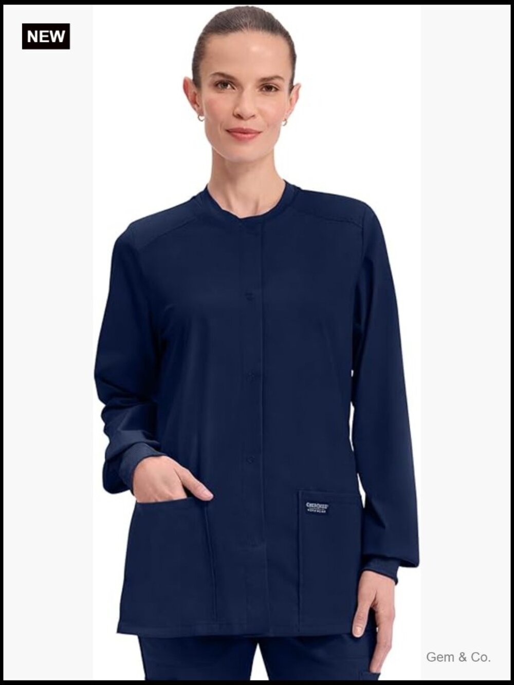 Women's Snap Front Scrub Jacket with 3 Pockets, Fade Resistant Stretch